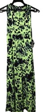 Mini Young Fabulous  Broke Girls Sz 12 Neon Green  Navy Tie Dye Maxi Dress NEW