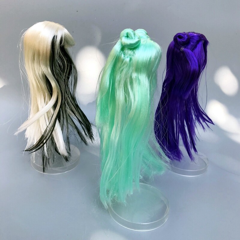 1/6 Scale Dollhouse Miniature Dolls Wigs Dress Up Party Display Toys