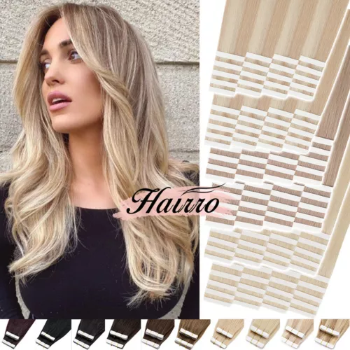 Tape In 12"-24" Remy 100% Real Russian Human Hair Extensions Invisible Skin Weft