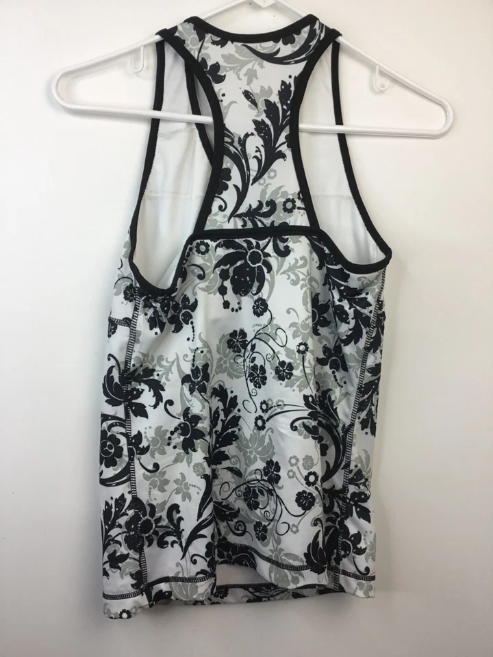 Danskin Girls Tank Black & White Floral Sleeveless Size Small  4-6 Top - Image 2 of 4