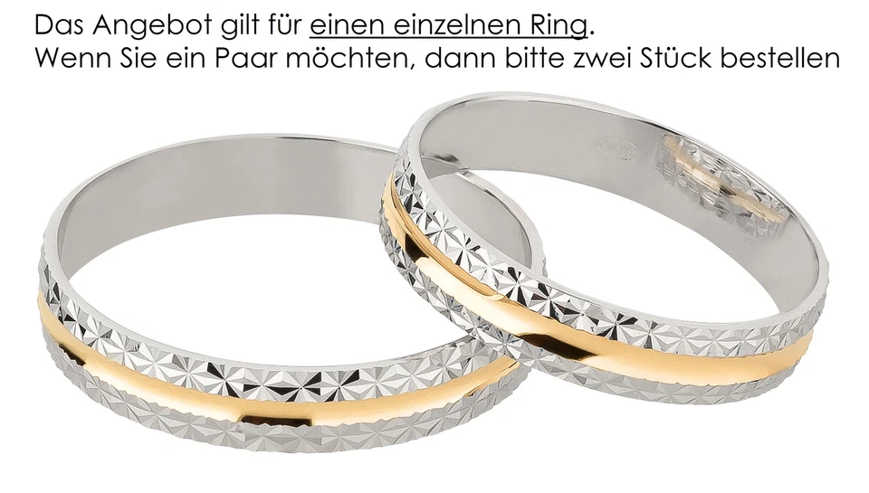 Goldring Trauring 375 Gold bicolor Weißgold Vintage-Stil Verlobungsring Ehering - Bild 3 von 4