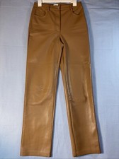 Wilfred Melina Faux-Leather Pants Womens Size 8 Tan Camel Straight Leg High Rise