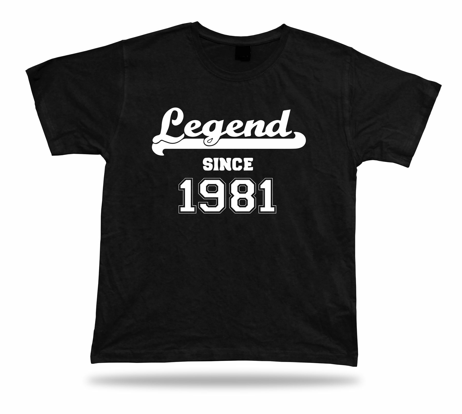 Printed T shirt tee Legend since 1981 happy birthday present gift idea unisex