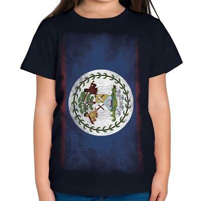 BELIZE FADED FLAG KINDER T-SHIRT TEE TOP BELIZEAN SHIRT FOOTBALL TRIKOT GESCHENK