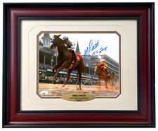 Mike Smith Autographed Justify Horse Racing 8x10 Photo Framed JSA COA Signed