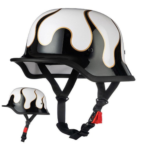 Motorcycle Helmet German Style Half Helmet Skull Cap Adult Men Women Half Shell - Picture 5 of 27