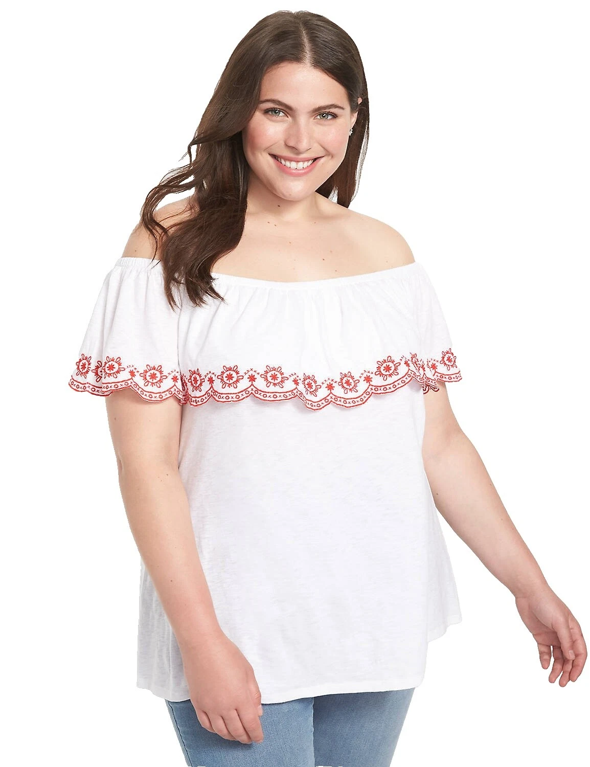 Mezcla de algodón blanco Lane Bryant Tops para mujer