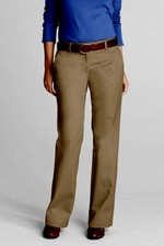NEW LANDS END WOMENS FIT 2 PLAIN FRNT STR8 LEG RIGID CHINO PANTS FR WALNUT 2Px27