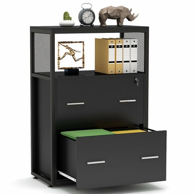Modern Filing Cabinet Printer Stand With Open Storage Shelves For Home Office Ebay