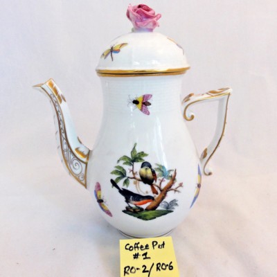 ROTHSCHILD BIRD Herend Coffee Pot 6.75'' tall #1 NEW small chip on handle #613/RO
