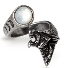 Alchemy Gothic Howl At The Moon Wolf Ring Wrap Goth Fine English Pewter R247 NWT