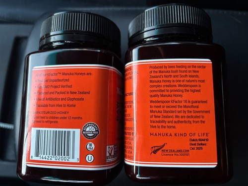 LOT OF (2) 1.1POUNDS Wedderspoon RAW Multifloral Manuka Honey KFactor 16 FRESH! - Picture 2 of 3