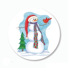 Christmas Snowman w/Cardinal Favors Scrapbook Stickers Labels Envelope Seals