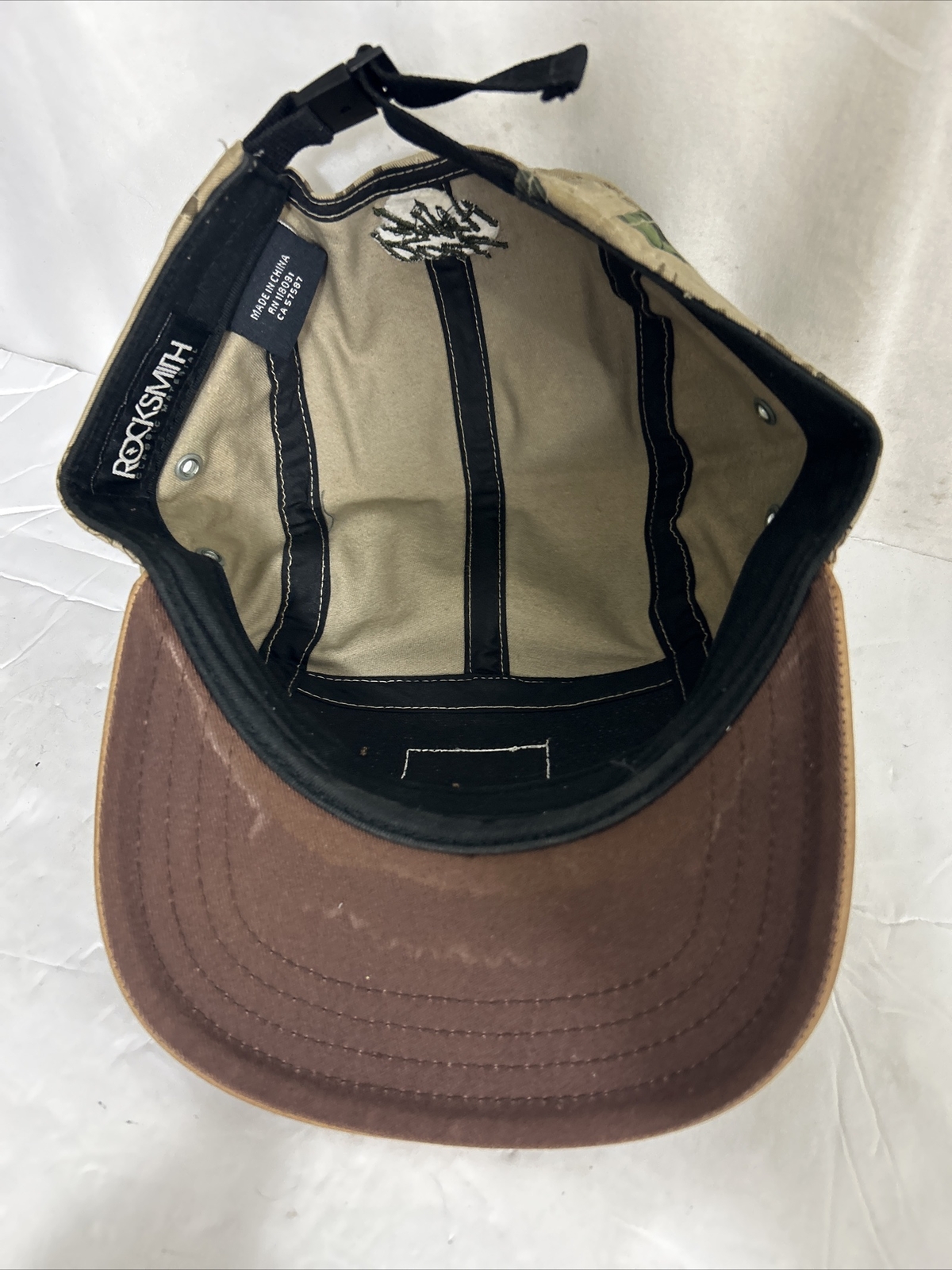 Rocksmith 5 Panel Strapback Hat Beige Leather Bri… - image 10