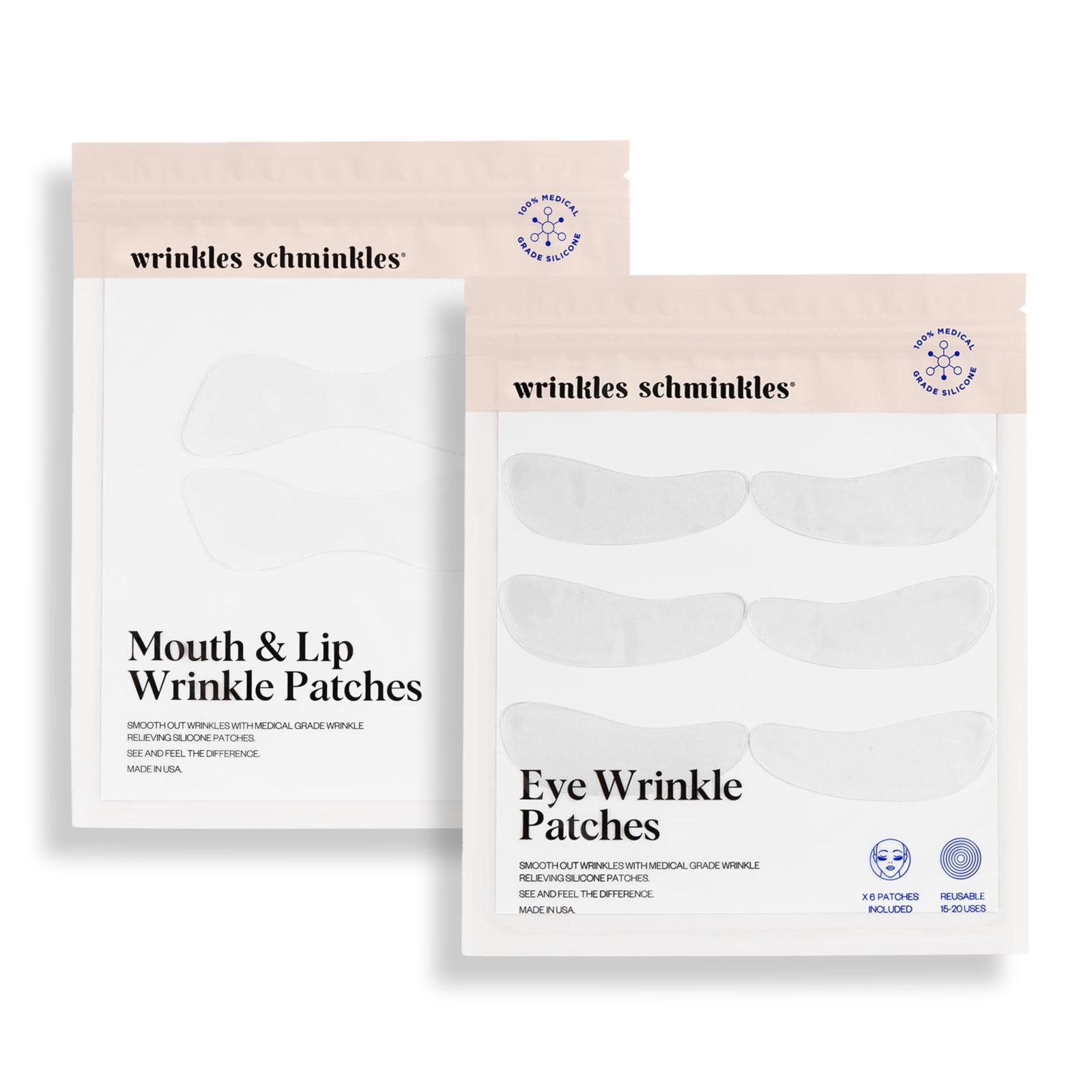 Eye & Mouth Lift Set | Mouth & Lip Patch 2-Pack & Eye Patches 3-Pairs | Reusa...