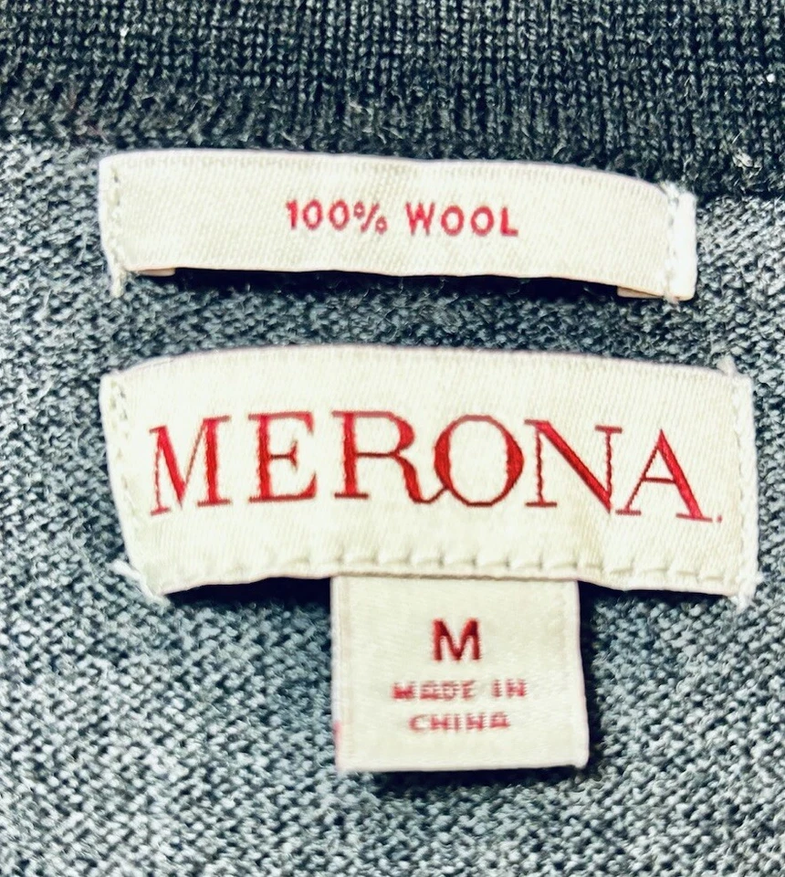 MERONA 女式 M 码 100% 羊毛针织毛衣连衣裙黑色灰色经典 — 第 4/4 张图片