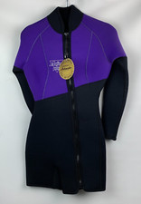 Action Plus Wetsuit Swimsuit Shortie Black/Blue Long Sleeve Zip Size S NEW