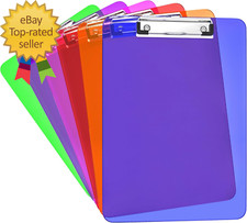 6 Pack Plastic Clipboards Colored Transparent Clear Clip Boards with Low Profile