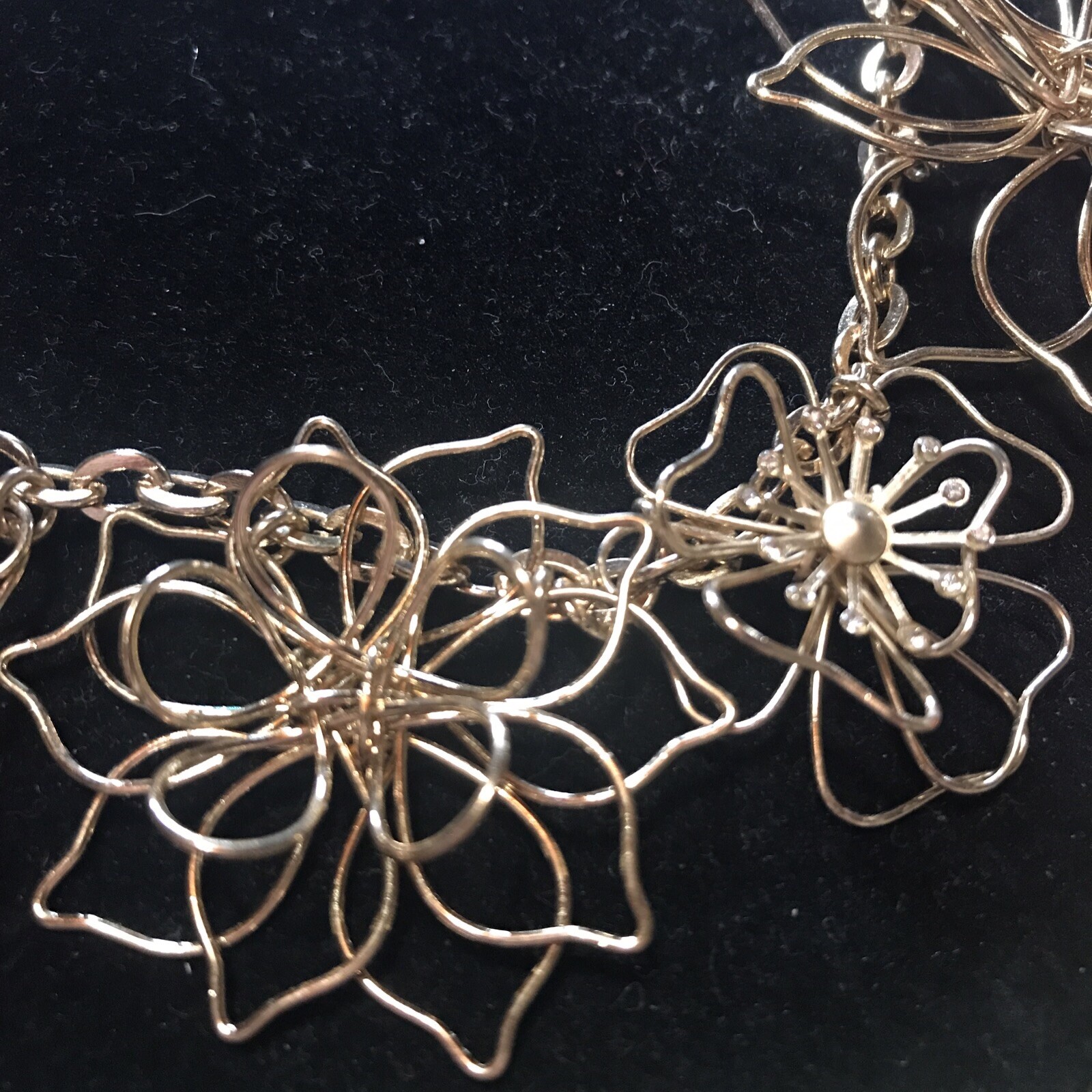Three Dimensional gold tone Wire Statement Flower… - image 3