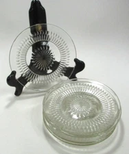 Set of 6 Diamond Pressed Glass Bread & Butter Salad Plates 6 5/16" Vtg Kitsch