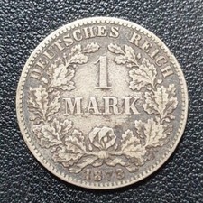 1 Mark Piece 1873 F German Reich Imperial Eagle Old Antique Silver Coin