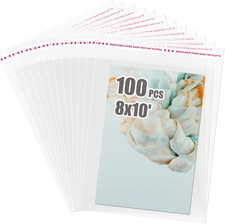 Self Sealing Cellophane Bags 100 PCS Clear Resealable Sleeves Bags for 8x10 Phot