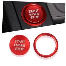 Car Push Start Button Cover Compatible with Audi,Cool Aluminum Engine Start Red