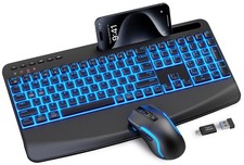 Wireless Keyboard and Mouse Combo, Rechargeable 4000mAh Light up Quiet Keyboa...