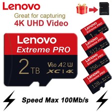 Lenovo High-Speed Micro SD Card 128GB-2TB - Class 10 XC TF Card with Adapter