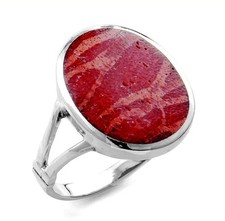 925 ECHT SILBER *** Ring mit Schaumkoralle, Gr. 55
