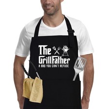 Mens Cooking BBQ Grilling Apron Pockets Fathers Day Gifts For Dad Husband