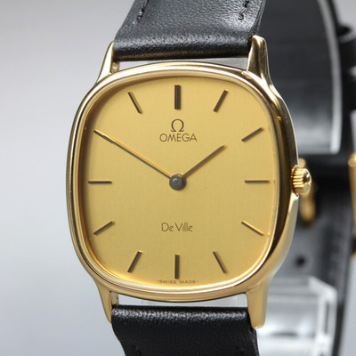 [NEUWERTIG] Vintage 1984 Omega De Ville Cal.1434 Quartz Gold Square 30mm Herr...