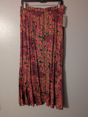 Bechamel Floral Paisley Maxi Skirt Size 14 Rayon Multicolor Boho Vintage NWT