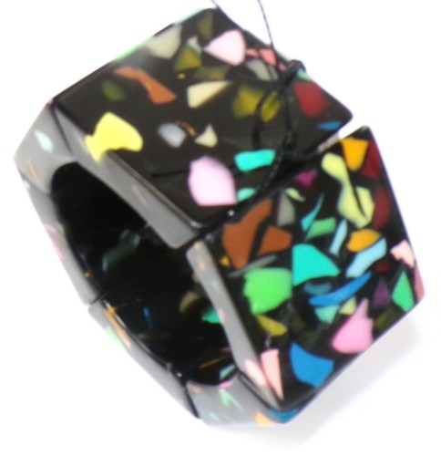 Sobral Art Deco Van Allen Black Mosaic Inclusion Artist Made Stretch Bracelet - Picture 3 of 6