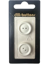 Buttons White Round 11/16" Raised Edge 2-Hole 2-Pk 18MM Vintage Dill 149 Germany