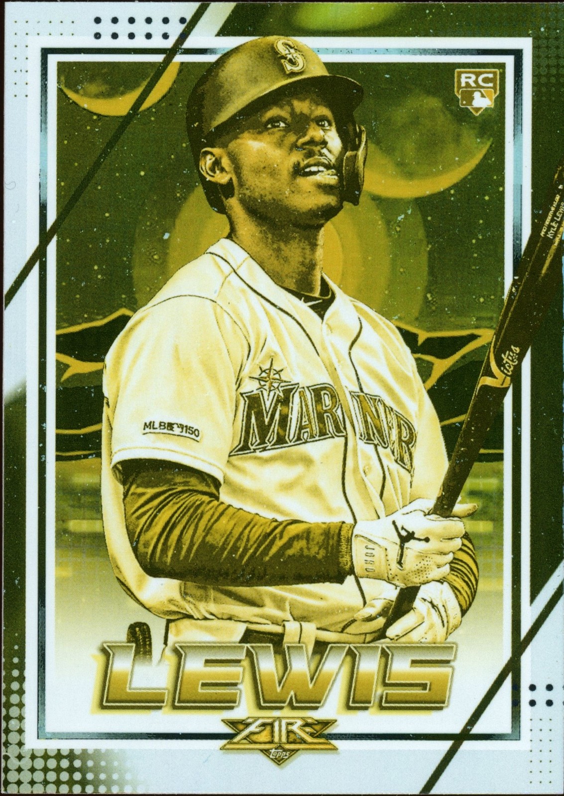 2020 Topps Fire Kyle Lewis #130 Gold Minted Rookie Card