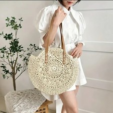 Straw Woven Tote Bag Double Handle