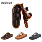 Women's Jelly Sandals Double Buckle Pool Beach Slides Clear Tortoise Leopard
