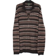 Vintage Eddie Bauer Mens LT Large Tall Fair Isle 1/2 Half Zip Knit Sweater A1706