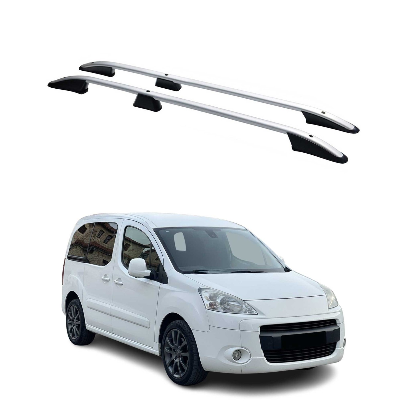 Barres de toit longitudinales Peugeot Partner Tepee 2008-2018 L1 gris alu
