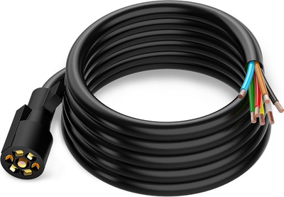 #ad 7 Way Trailer Wiring Harness 10Ft Heavy Duty Cable Cord Connector Waterproof fo $59.99