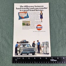 1969 GULF Vintage Gas Pumps Service Station Art print ad 10x7 Gravely On Back