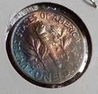 Awesome 1962-P Roosevelt Dime Blue Violet Gold Toned BU Gem