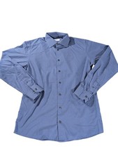 Eton Shirt Mens 16.5 Blue Check Slim Fit Fine Twill Cotton Dress Button Front