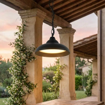 LED Hängeleuchte außen Aluminium 25 cm breit IP44 Schwarz rund 1200 lm Modern - Bild 1 von 4