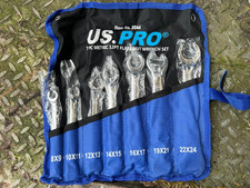 US PRO Tools 7pc 12 Point Open Brake Flare Nut Spanners Wrench Set 8-24mm 2044