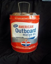 Vintage Amoco American Oil Co Outboard Motor Oil Can 5 Gallon