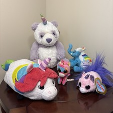 Mixed Lot of Plush Unicorn  Rainbow Stuffed Animal Toys - Panda Elephant