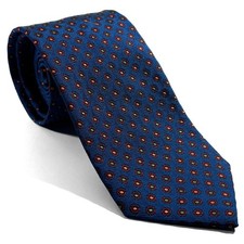 Navy Blue Floral Jacquard Silk Tie Handmade in England 