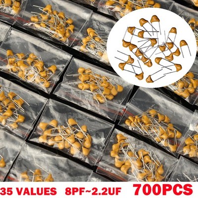 Set 700Pcs 35 Values 8pF~2.2uF Monolithic Ceramic Capacitor MLCC Assorted Kit US